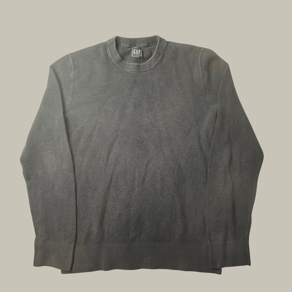 GAP Sweater Mens S EU Texture Crew True Navy V2 Cotton Waffle Knit Long Sleeve